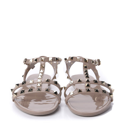 Valentino Garavani PVC Jelly Rockstud Caged Sandals 38 Poudre 2 of 8