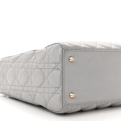 Christian Dior Pearly Lambskin Cannage Medium Lady Dior Grey 8 of 10