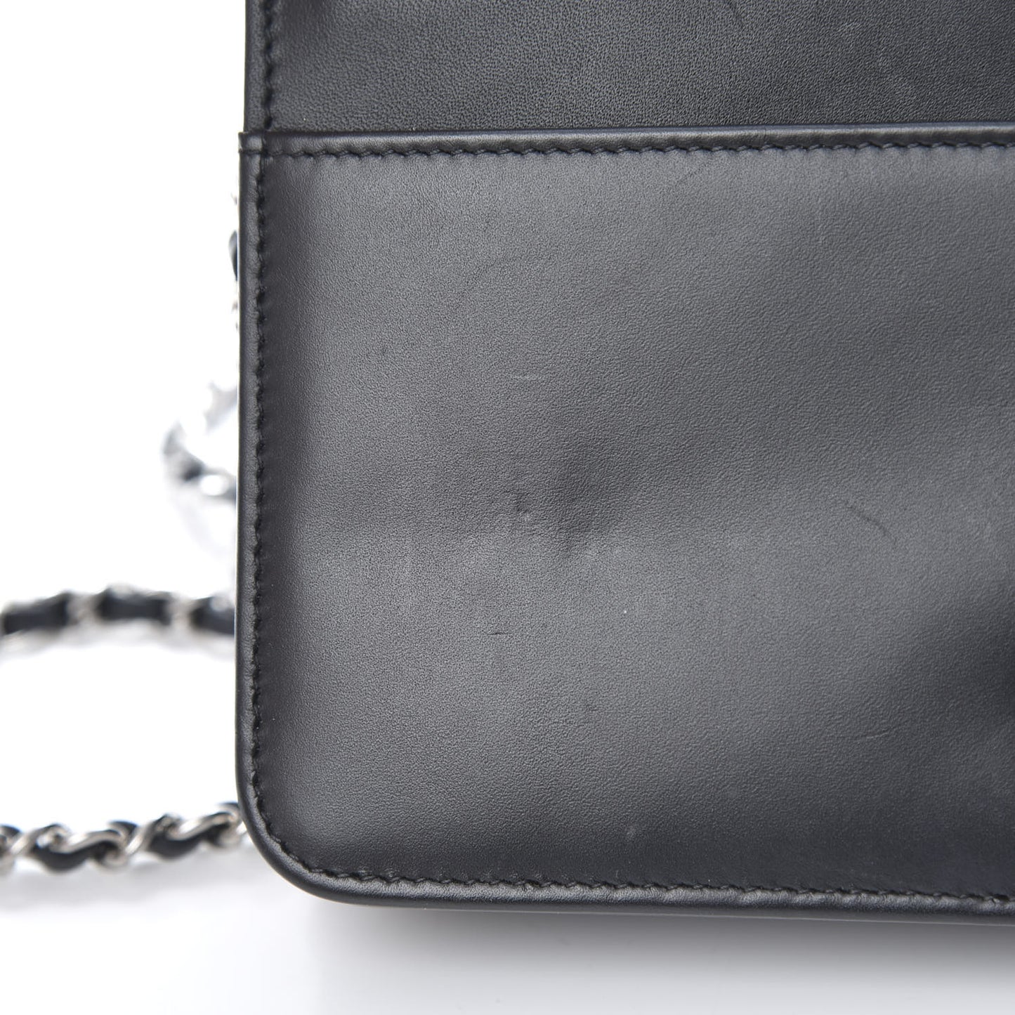 Lambskin Camellia Studded Wallet on Chain WOC Black