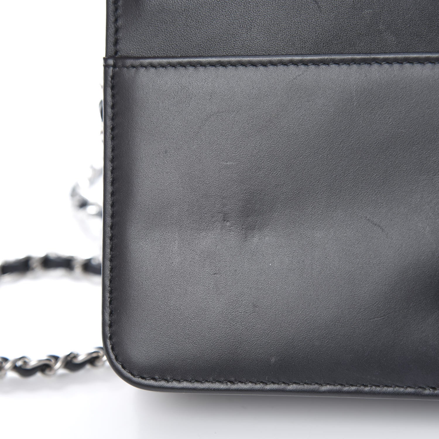 Chanel Lambskin Camellia Studded Wallet on Chain WOC Black 14 of 15