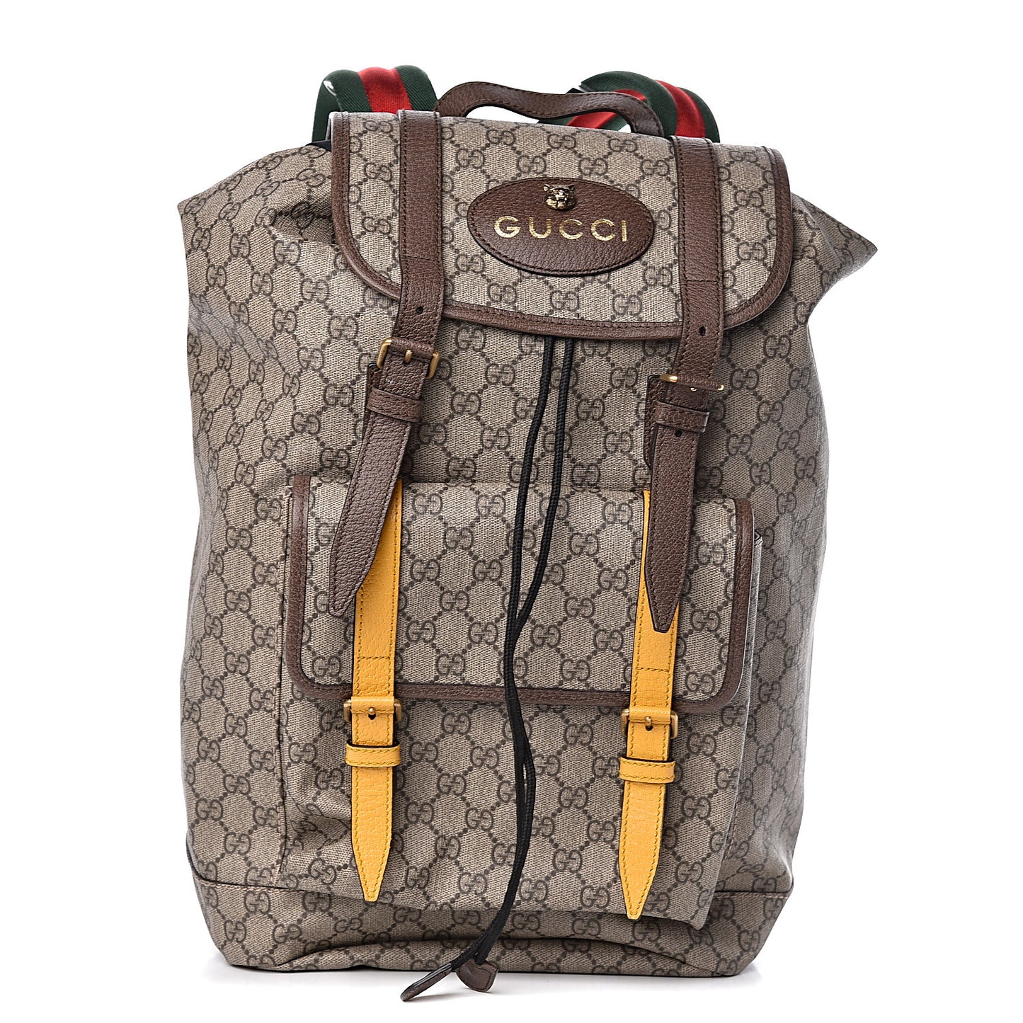 Soft GG Supreme Monogram Neo Vintage Double Buckle Backpack Beige New Acero Crop