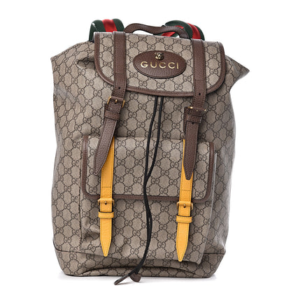 Gucci Soft GG Supreme Monogram Neo Vintage Double Buckle Backpack Beige New Acero Crop 1 of 10