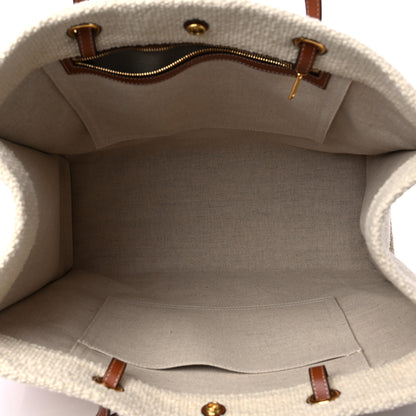 Celine Canvas Calfskin Jacquard Vertical Cabas Red Tan 5 of 8