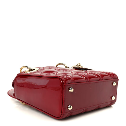 Christian Dior Patent Cannage Mini Lady Dior Red 3 of 9