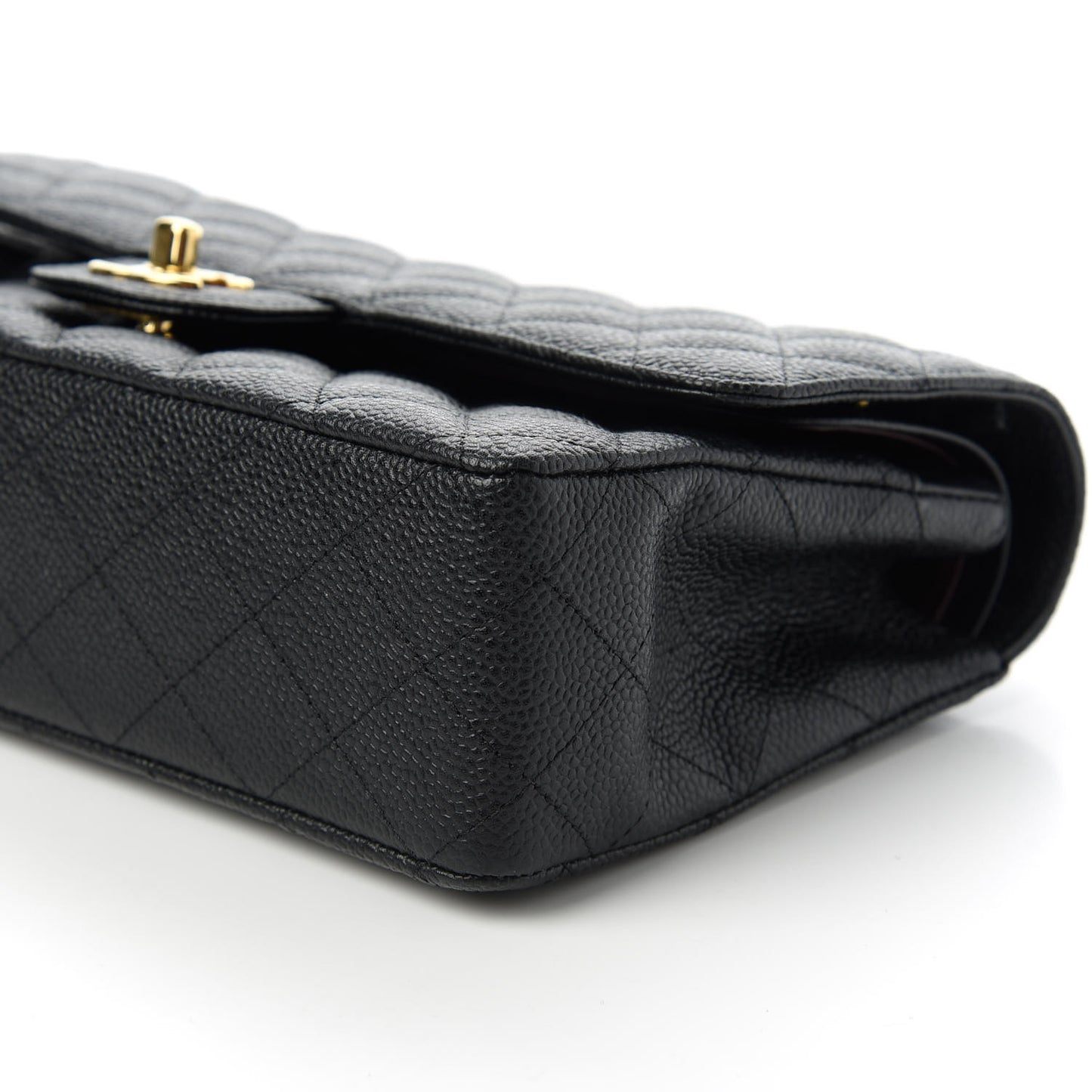 Caviar Quilted Medium Double Flap Black