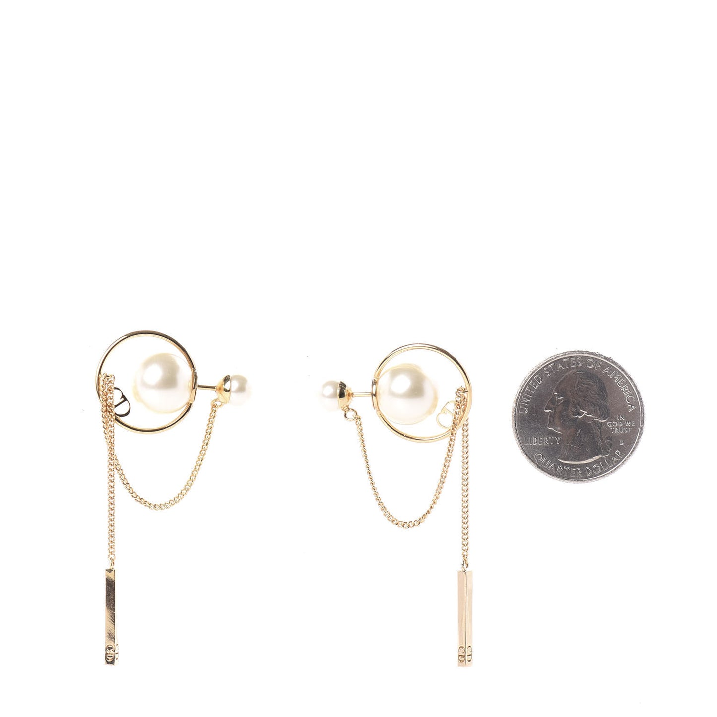 Pearl Tribales Dangle Chain Earrings Gold