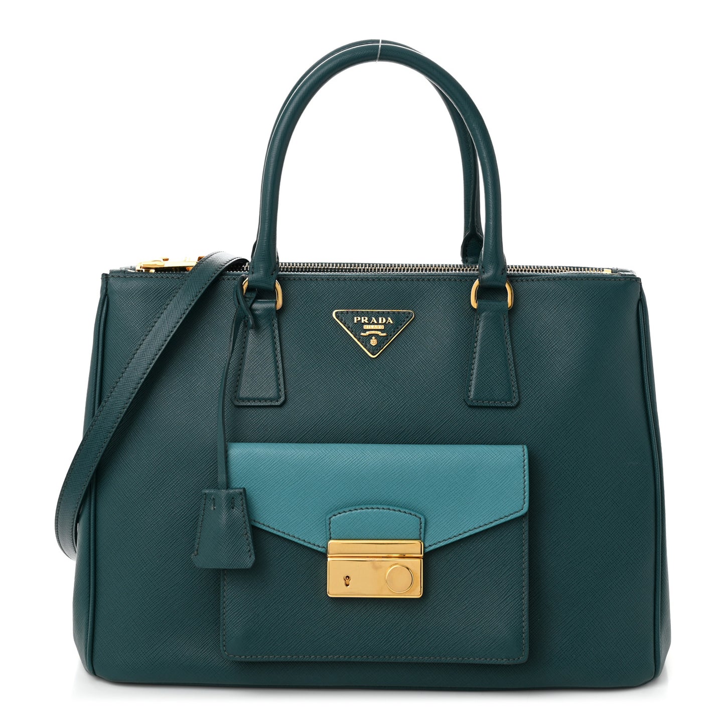 Saffiano Lux Galleria Front Pocket Tote Ottanio Cobalto