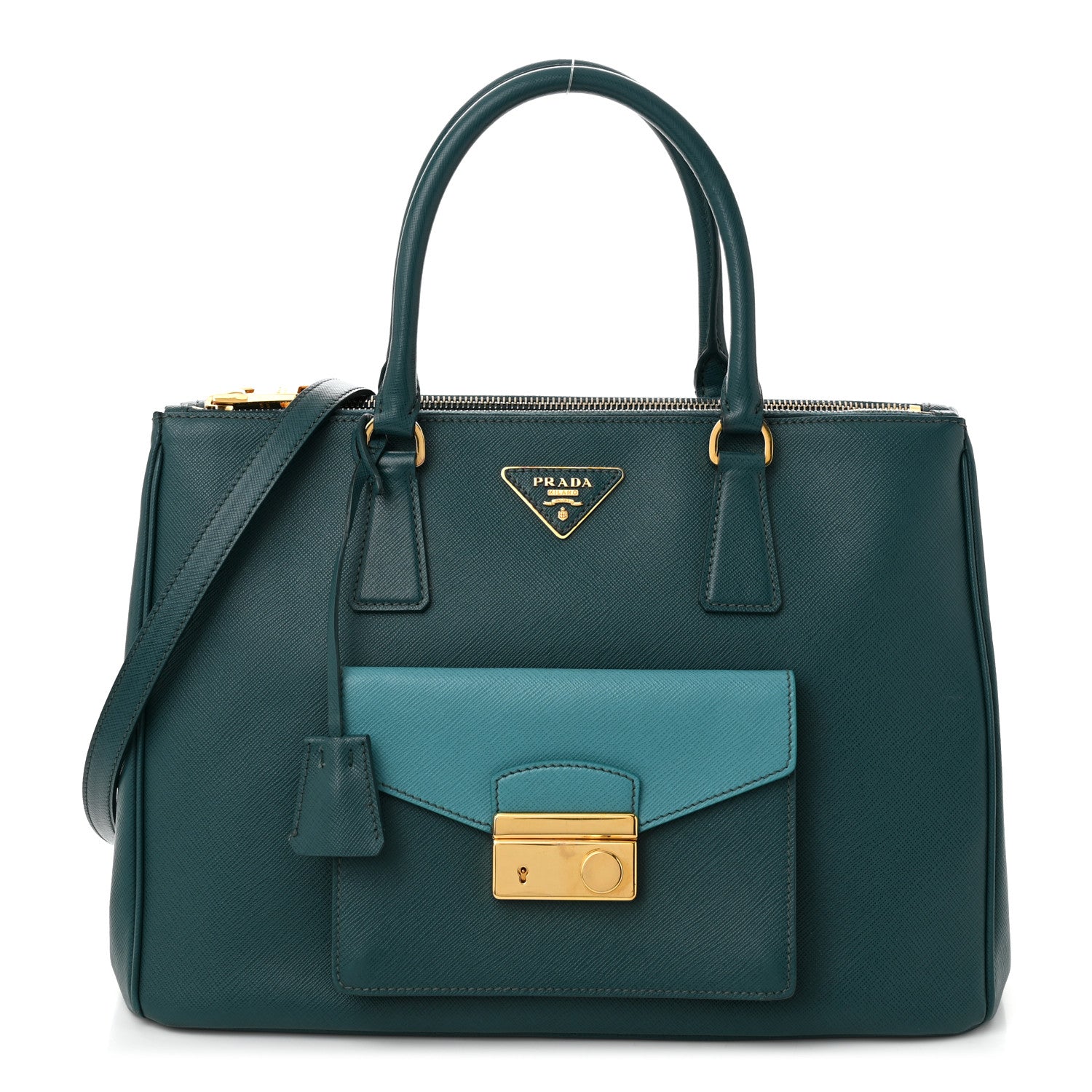 Prada Saffiano Lux Galleria Front Pocket Tote Ottanio Cobalto 1 of 12