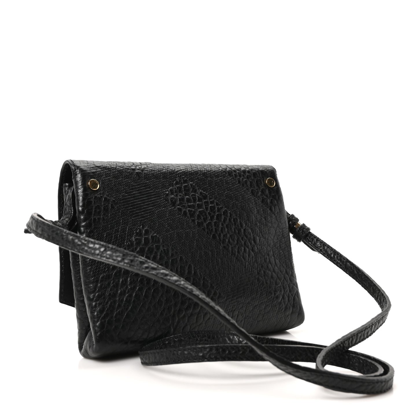 Signature Grain Calfskin Check Embossed Langley Crossbody Black