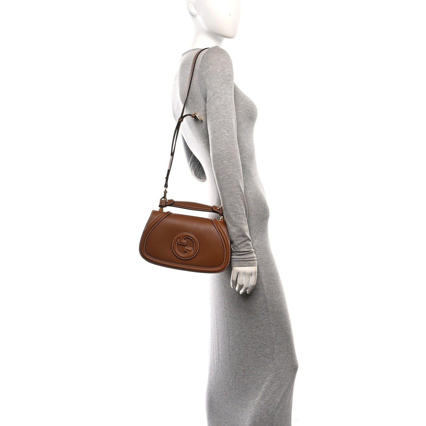 Roxy Calfskin Medium Blondie Top Handle Bag Brown
