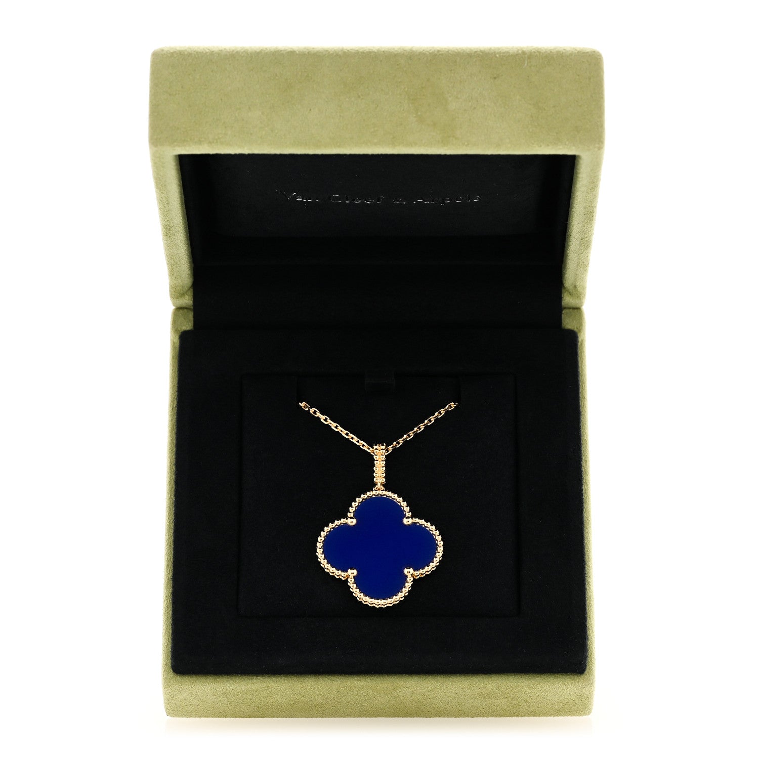 Van Cleef & Arpels 18K Yellow Gold Blue Agate Magic Alhambra Long Necklace 8 of 8