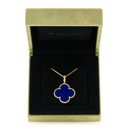 Van Cleef & Arpels 18K Yellow Gold Blue Agate Magic Alhambra Long Necklace 8 of 8