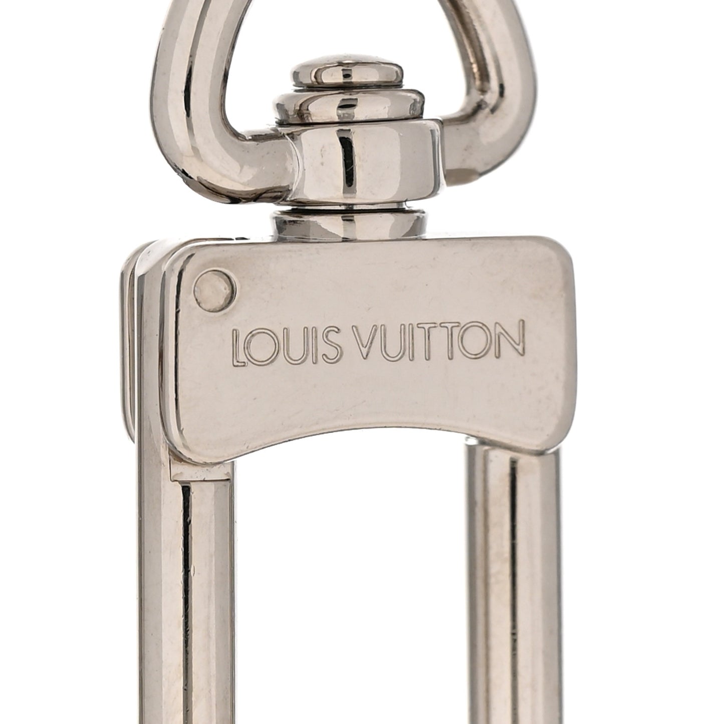 Metal Palladiium Finish LV Initiales Bag Charm Key Holder Silver