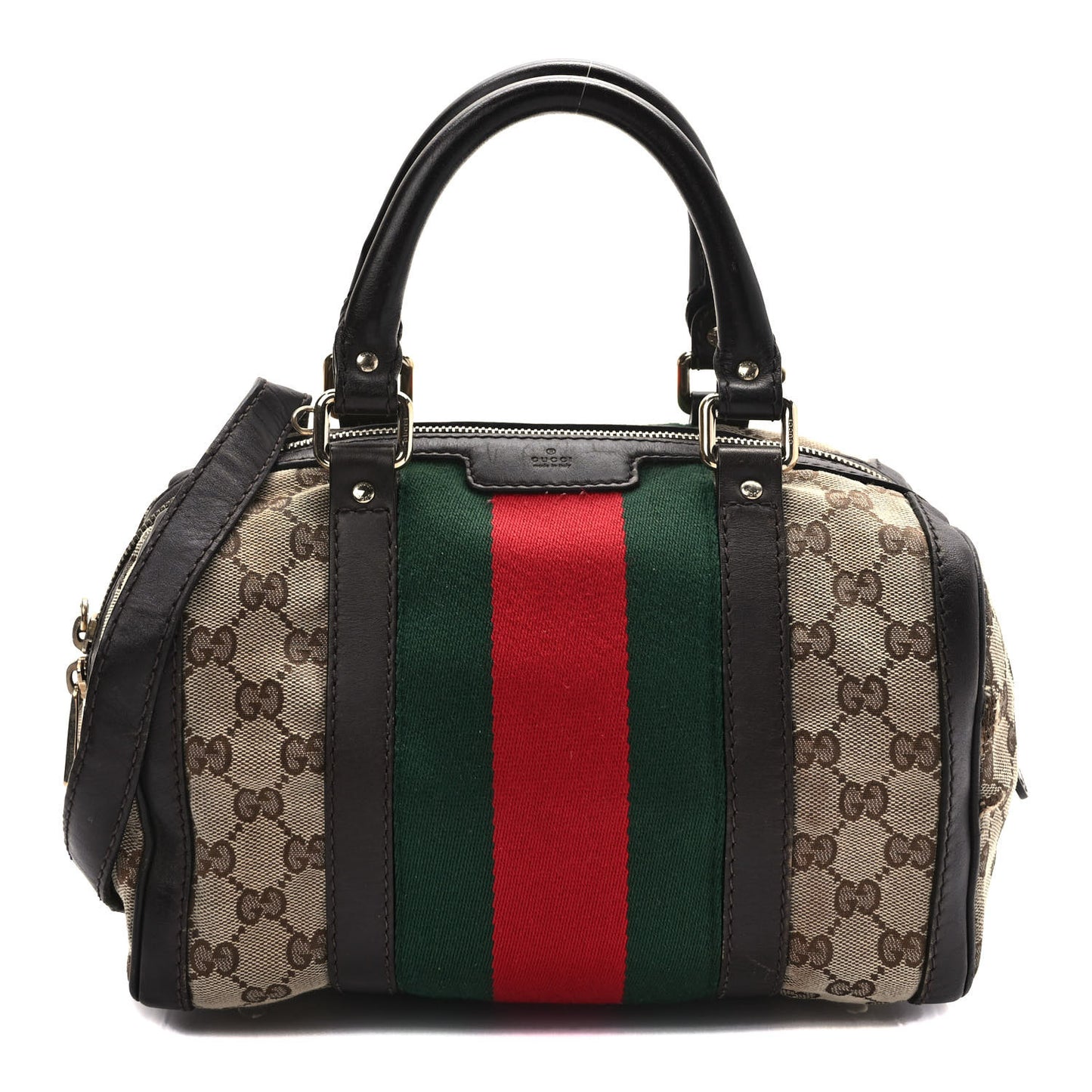 Monogram Vintage Web Small Boston Dark Brown