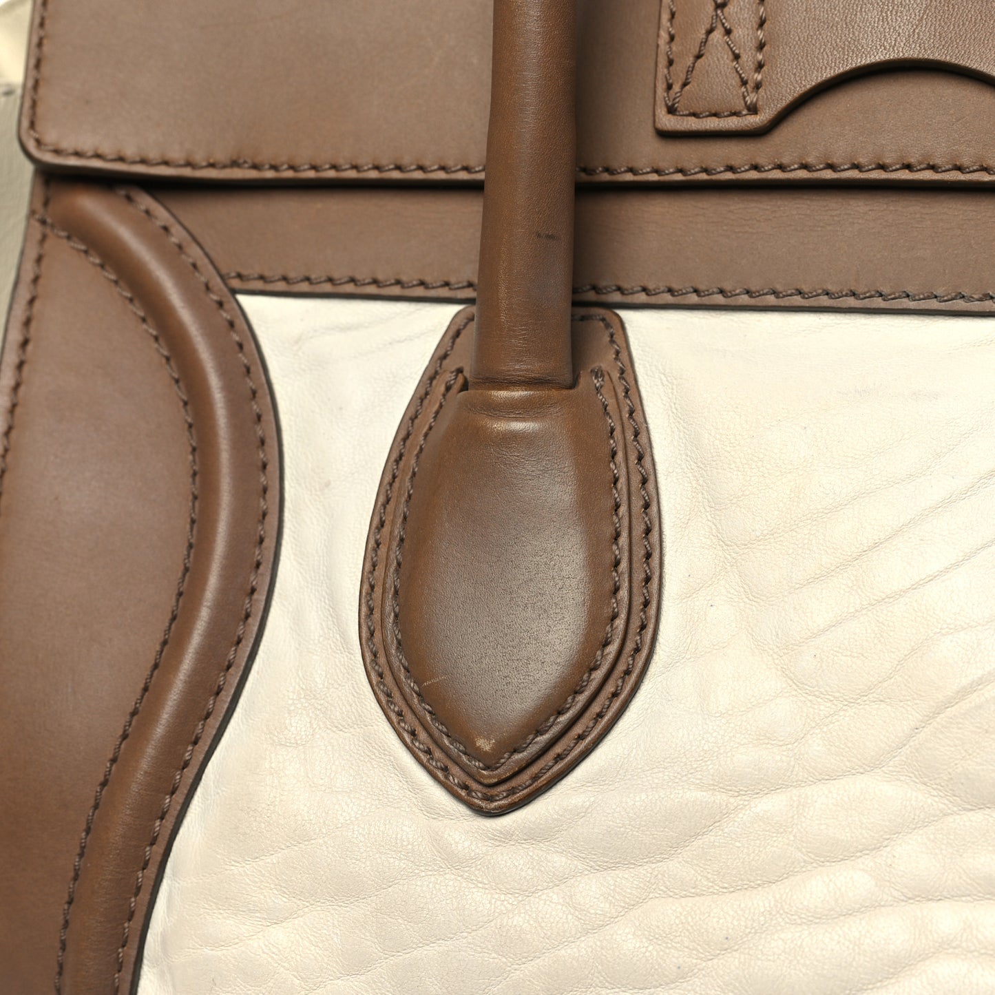 Smooth Calfskin Shrunken Lambskin Mini Tri-Color Luggage Chalk