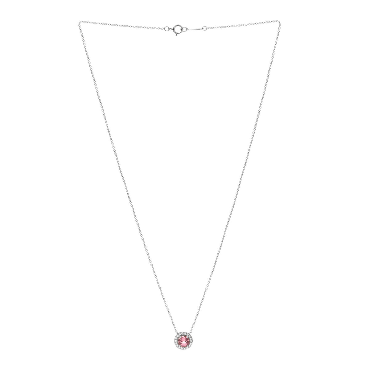 Platinum Diamond Pink Tourmaline Soleste Pendant Necklace