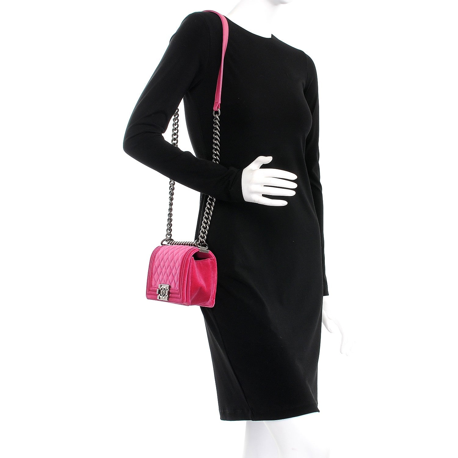 Chanel Velvet Quilted Small Boy Flap Fuchsia 2 of 8