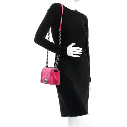 Chanel Velvet Quilted Small Boy Flap Fuchsia 2 of 8