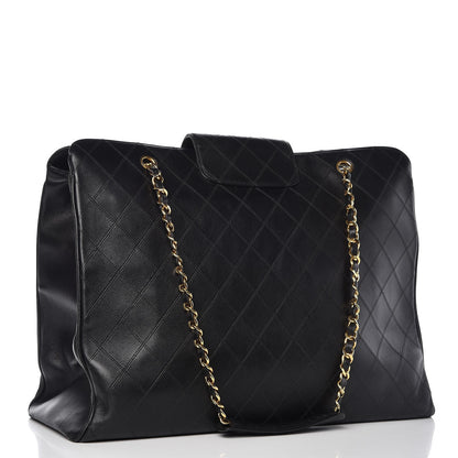 Chanel Calfskin Stitched XL Weekender Black 3 of 11