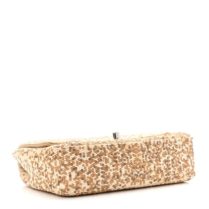 Chanel Raffia Sequin Small Single Flap Beige Gold 3 of 9