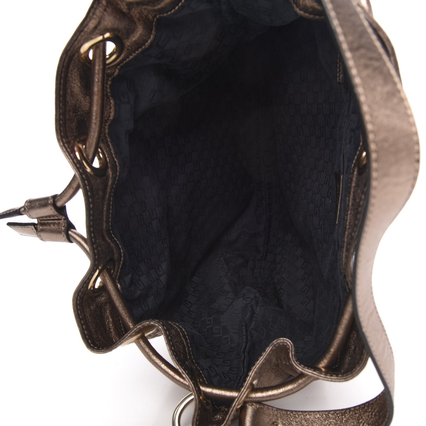 Metallic Calfskin Drawstring Shoulder Bag Gold
