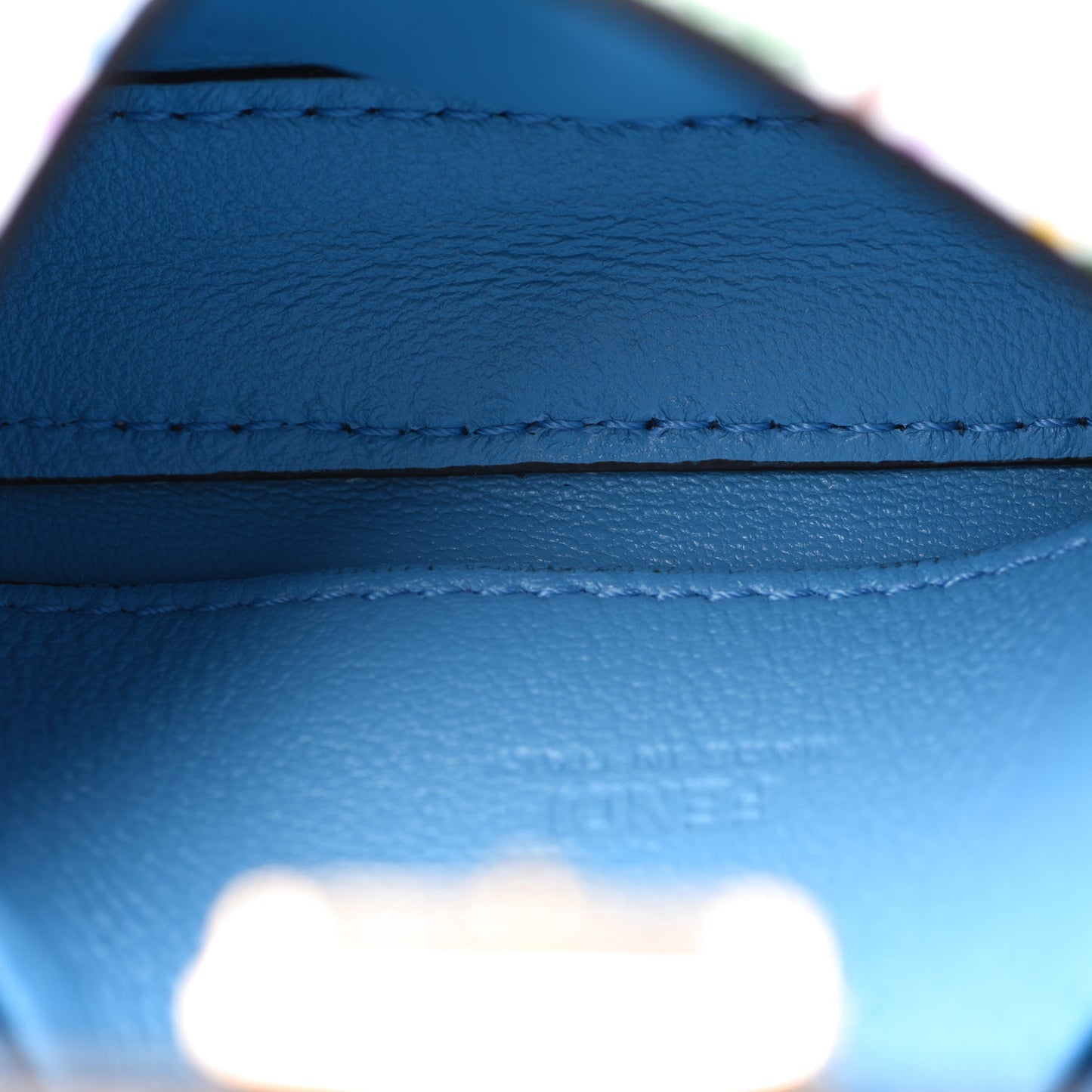 X SARAH COLEMAN Vitello Liberty Ceylon Micro FF Fish Eye Embossed Nano Baguette Charm Multicolor Cyber Blue