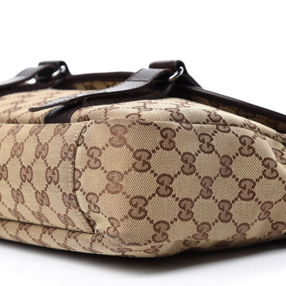 Gucci Monogram Medium Double Buckle Flap Messenger Bag Beige Dark Brown 7 of 12
