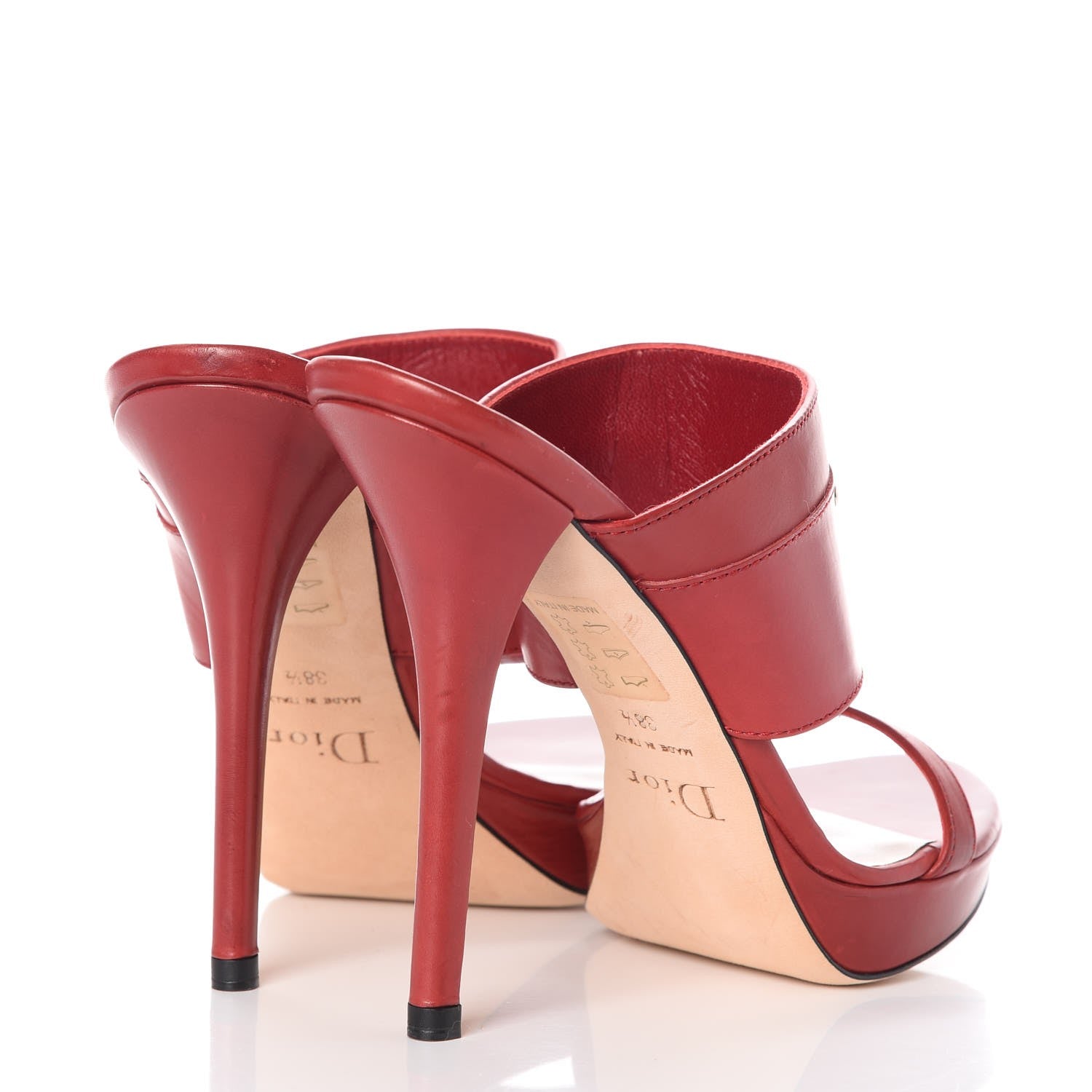 Christian Dior Calfskin Platform Mule Sandals 38.5 Red 4 of 10
