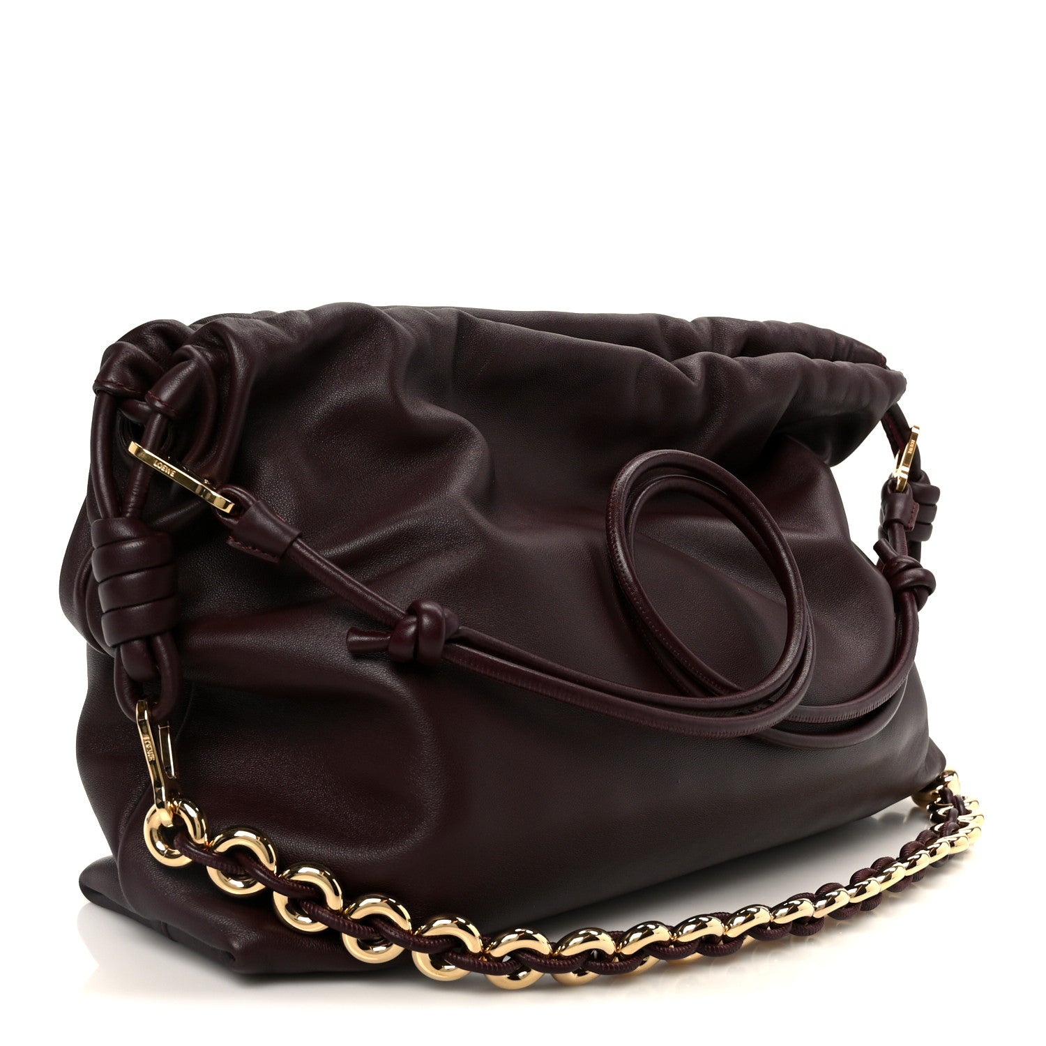 Loewe Mellow Nappa Donut Chain Large Flamenco Knot Clutch Dark Burgundy 3 of 11