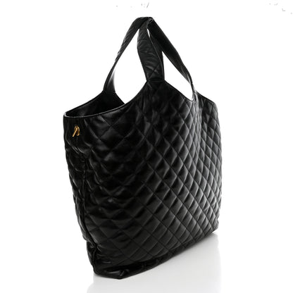 Saint Laurent Lambskin Quilted Maxi Icare Shopping Tote Black 4 of 10
