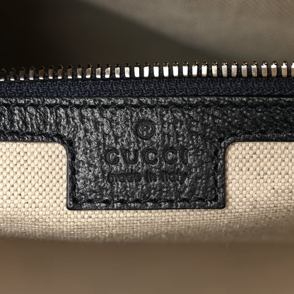 Gucci Textured Dollar Calfskin Web Large Savoy Duffle Bag Navy 5 of 9