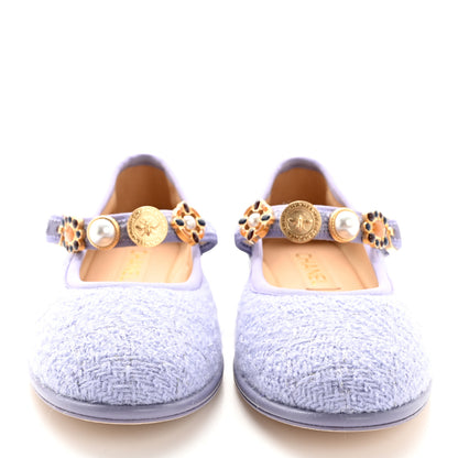 Chanel Wool Tweed Patent Mary Jane Flats 39 Lilac 3 of 12