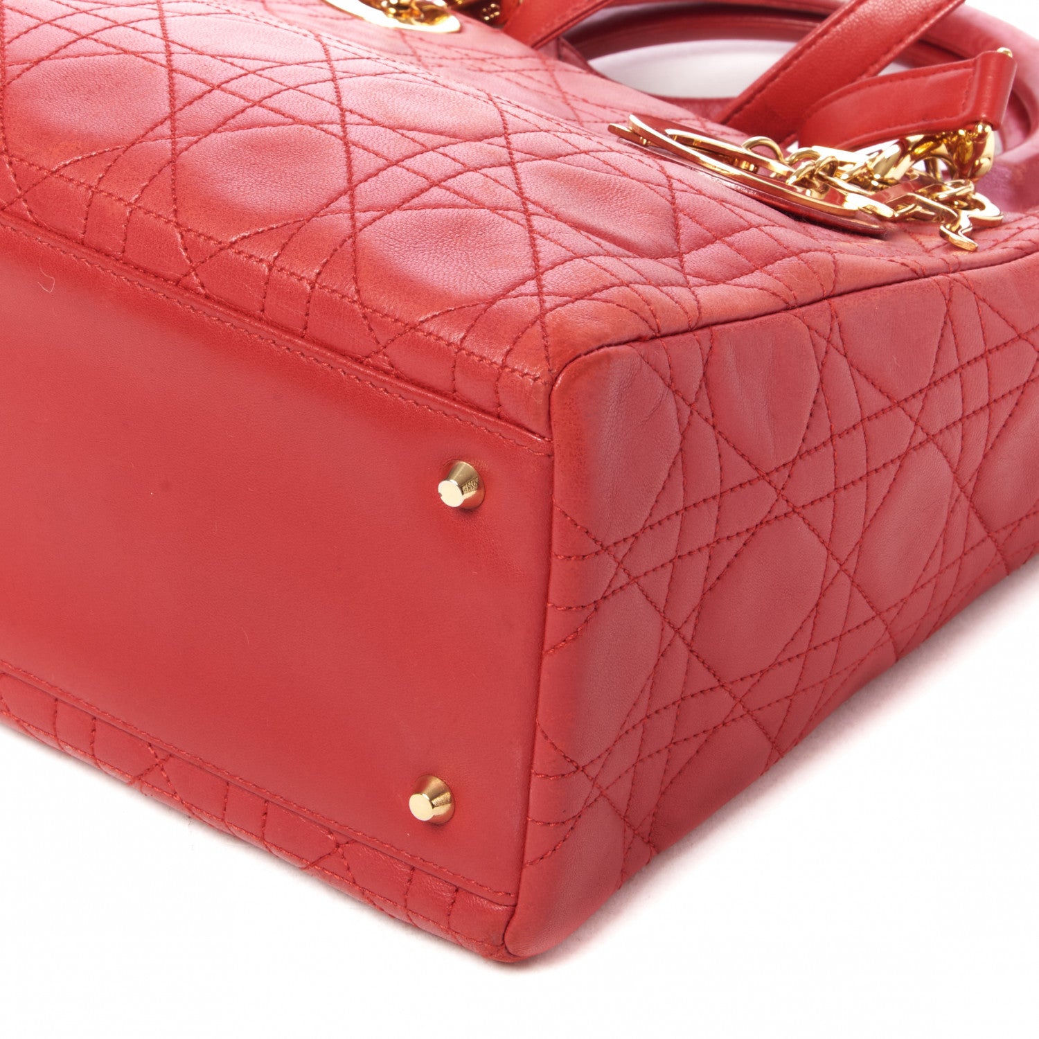 Christian Dior Lambskin Cannage Medium Lady Dior Red 4 of 9
