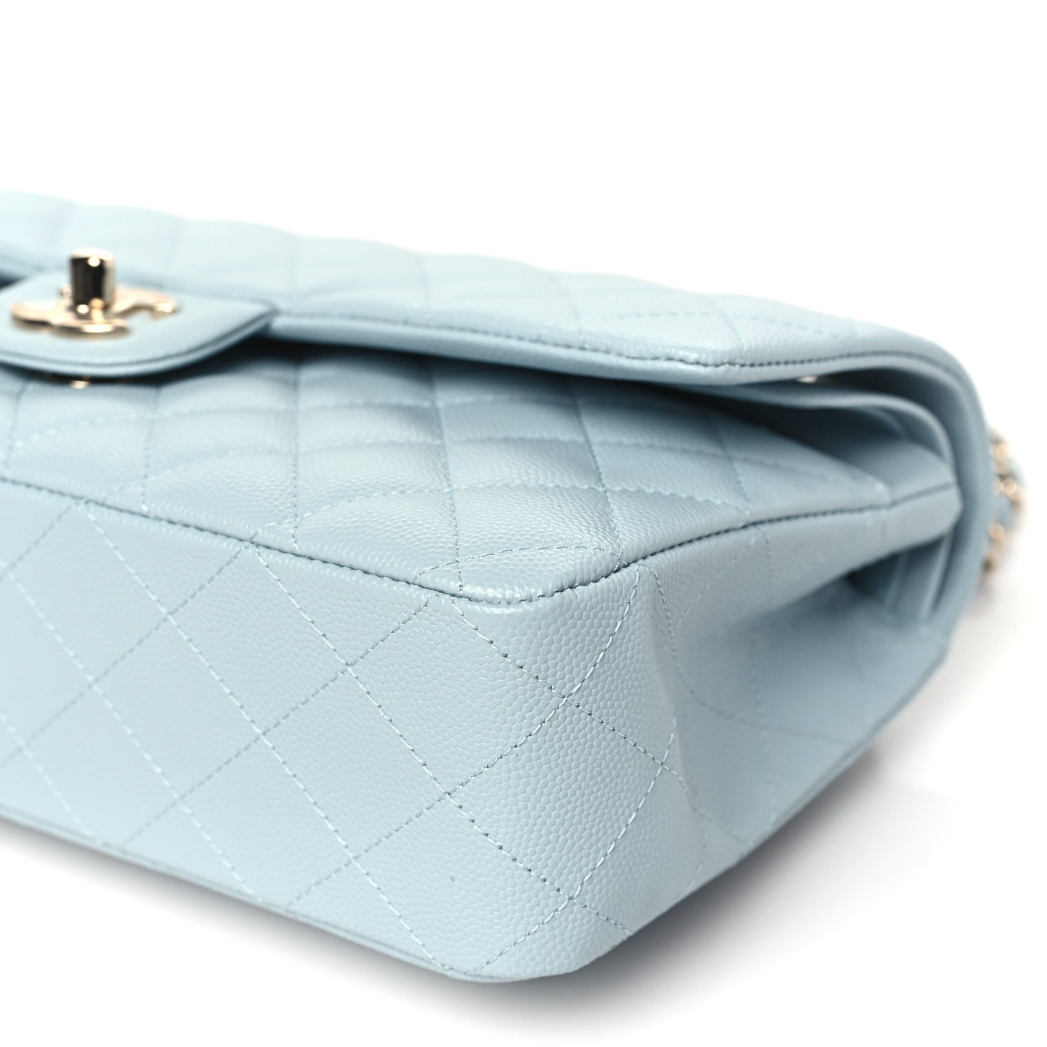 Chanel Caviar Quilted Medium Double Flap Light Blue 10 of 11