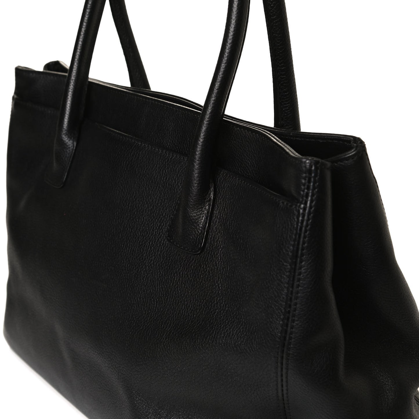 Calfskin Cerf Executive Shopper Tote Black
