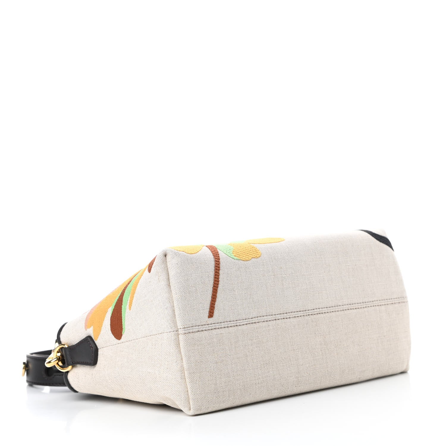 Fendi Canvas Vitello Dolce Psychedelic Flowers Embroidered Medium By The Way Boston Bag Multicolor Ebano 4 of 10