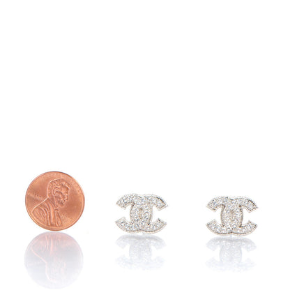 Chanel Crystal CC Earrings Silver 2 of 5