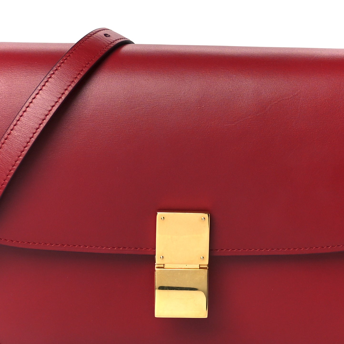 Box Calfskin Medium Classic Box Flap Bag Red