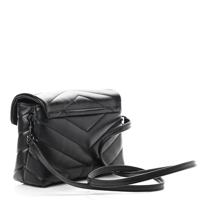 Saint Laurent Calfskin Y Quilted Monogram Toy Loulou Crossbody Bag Black 3 of 8