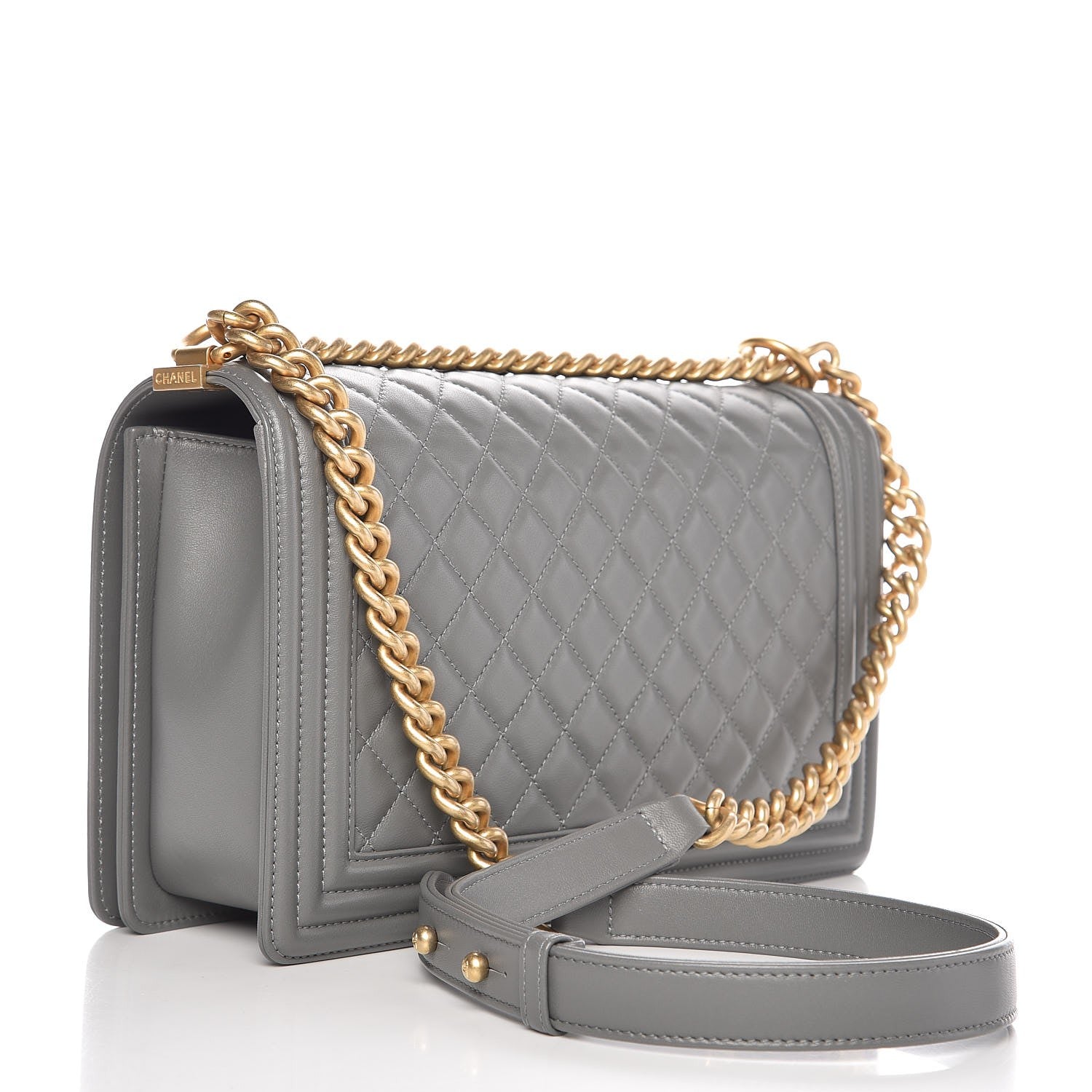 Chanel Lambskin Quilted New Medium Boy Flap Grey 3 of 7