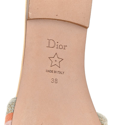 Christian Dior Canvas Lurex Embroidered Dway Flat Slide Sandals 38 Platinum 6 of 8