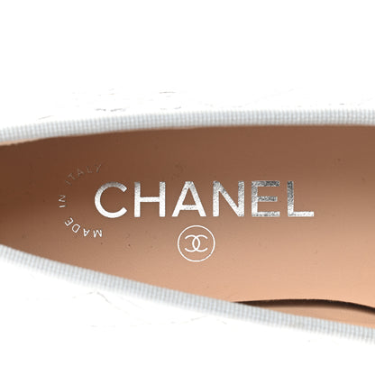 Chanel Metallic Aged Calfskin Quilted Cap Toe Ballerina Flats 37 Silver 7 of 9