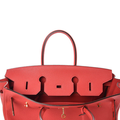Hermes Taurillon Clemence Birkin 35 Rouge Pivoine 17 of 37