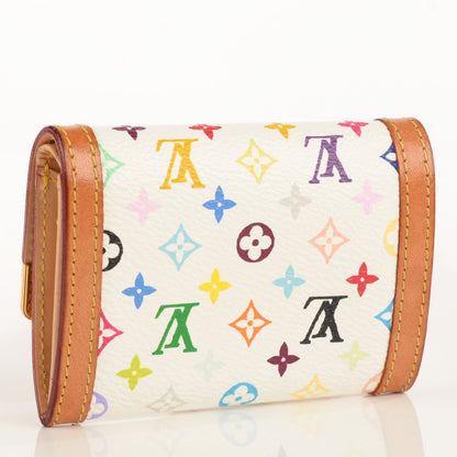 Louis Vuitton Monogram Multicolor Porte-Monnaie Plat Coin Purse White 3 of 7