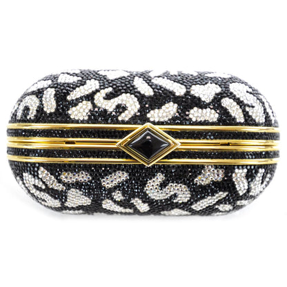 Judith Leiber Crystal Minaudiere Clutch Black White 8 of 11