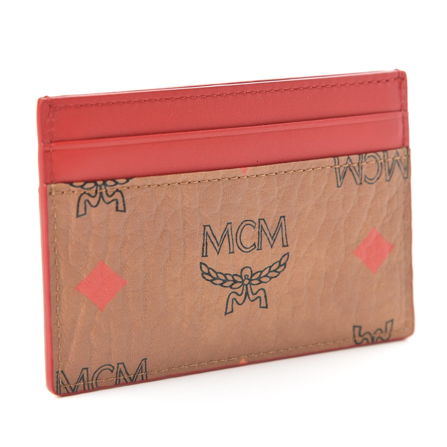 MCM Skyoptic Visetos Spectrum Diamond Card Case Cognac 3 of 7