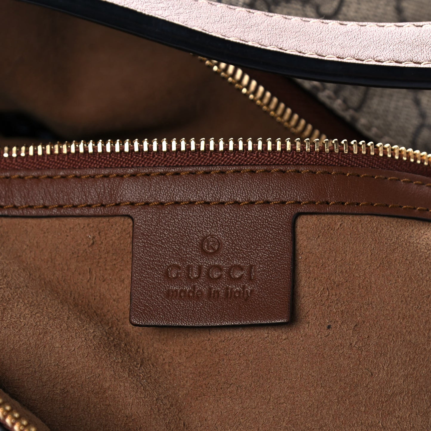GG Supreme Monogram Large Linea A Hobo Light Brown