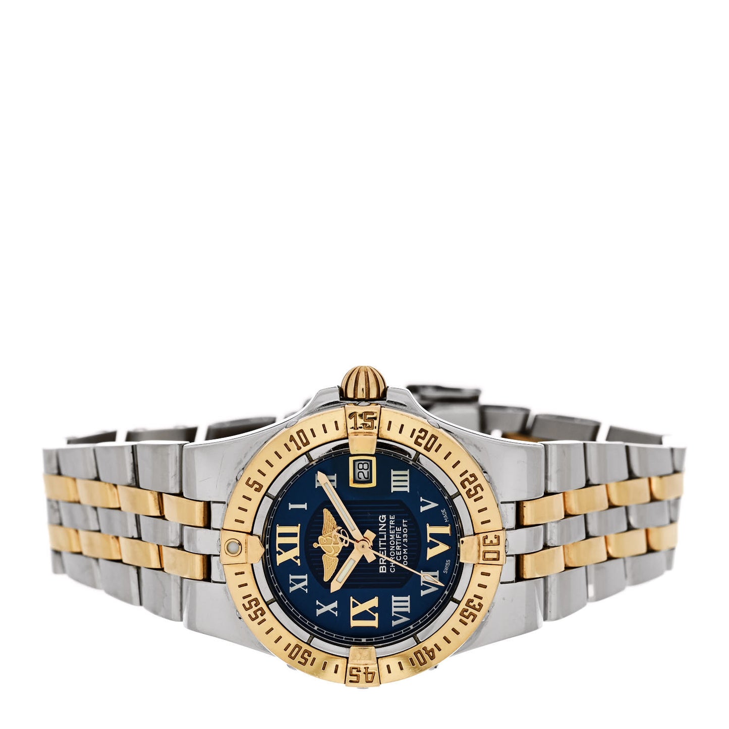 Stainless Steel 18K Yellow Gold 30mm Galactic Quartz Watch Blue C71340