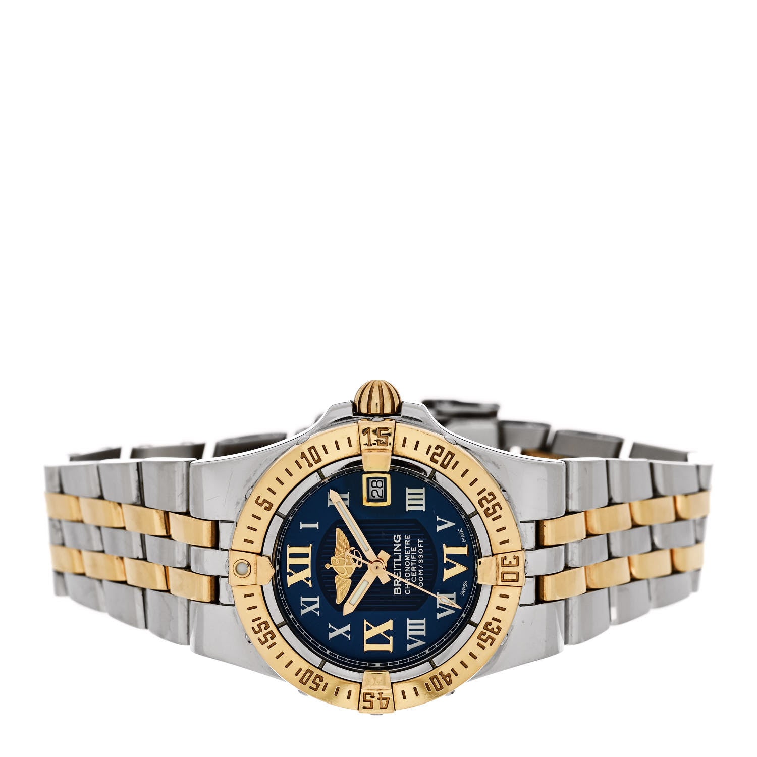 Breitling Stainless Steel 18K Yellow Gold 30mm Galactic Quartz Watch Blue C71340 2 of 5