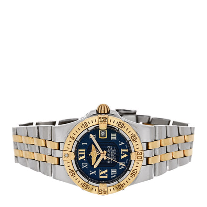 Breitling Stainless Steel 18K Yellow Gold 30mm Galactic Quartz Watch Blue C71340 2 of 5